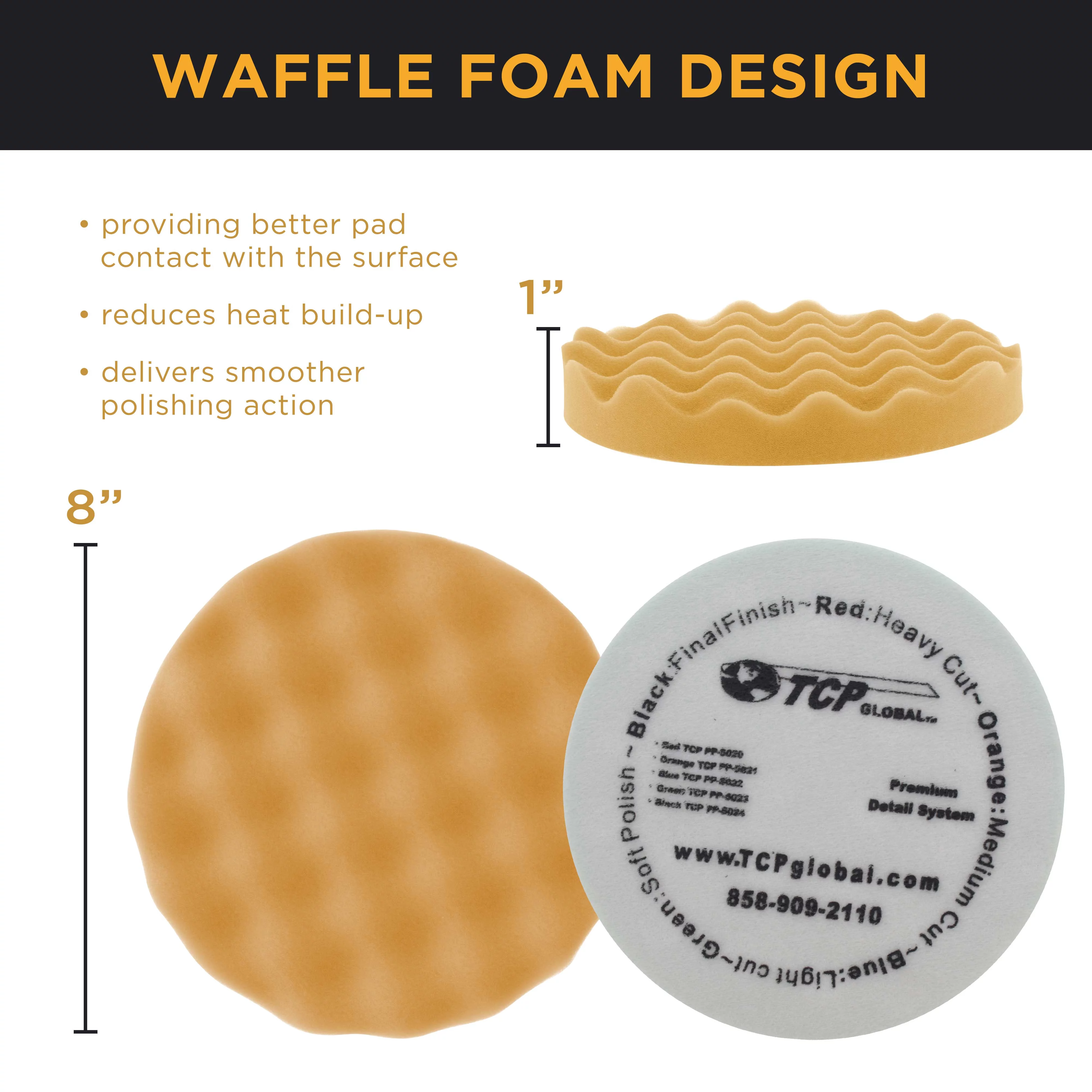 Waffle Foam & Wool Buffing & Polishing Pad Kit w/ 3 - 8