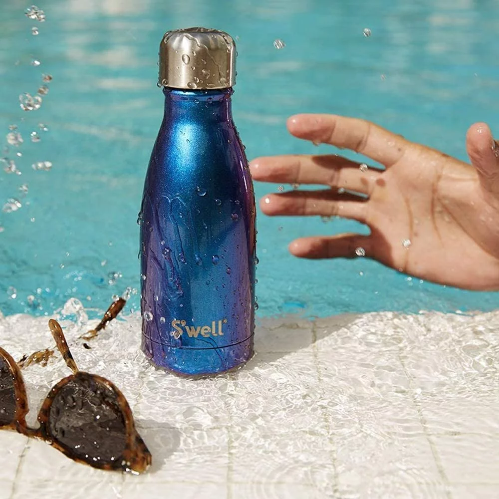 S'well 25 oz Purple Galaxy and Neptune Blue Vacuum Insulated Stainless Steel Water Bottle with Wide Mouth and Screw Cap