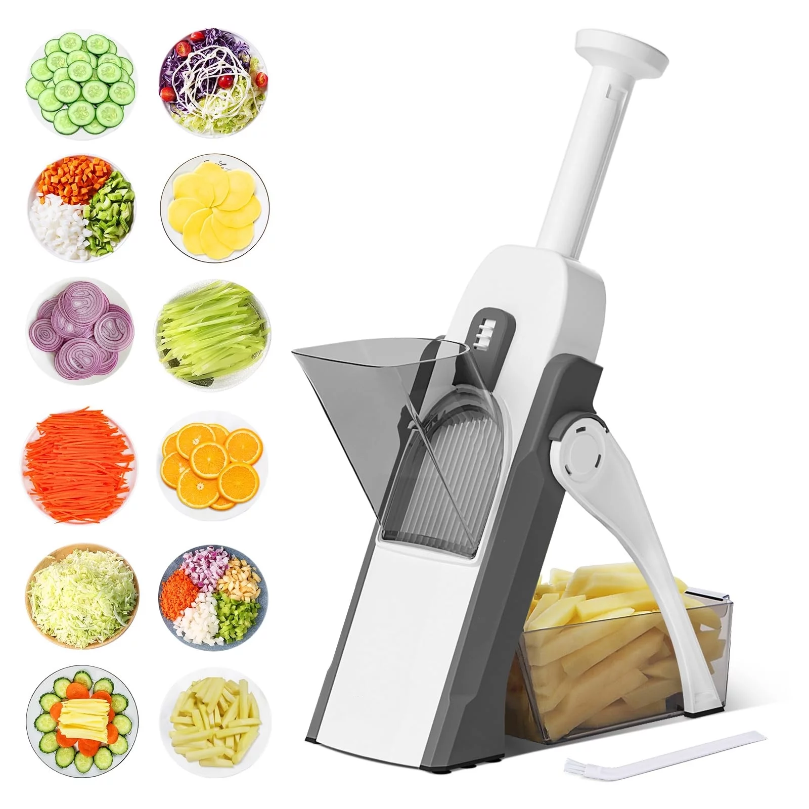 Mandoline Vegetable Slicer Adjustable Thickness Potato Onion Chopper Safe Upright Dicer (Blue)