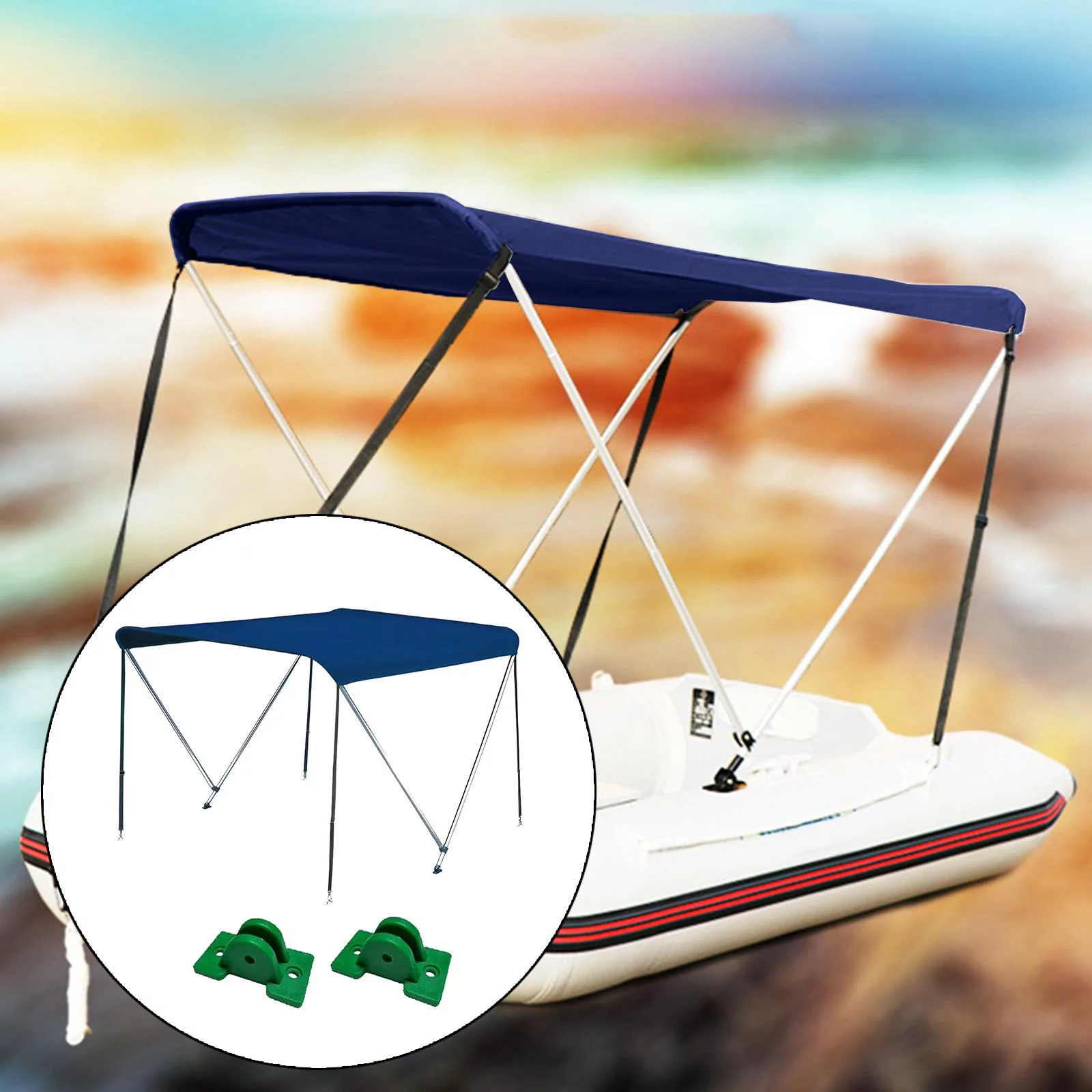 Boat Canopy Kayak Awning Shelter with Frame Hardware Universal Boat Cover Bimini Canopy with Base