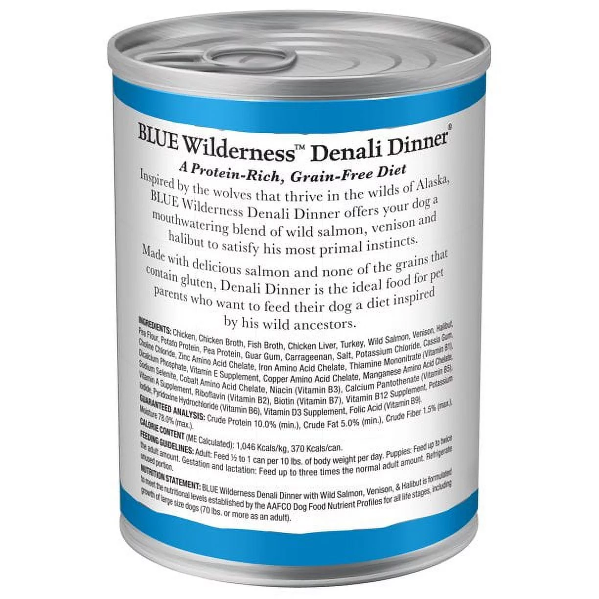 Blue Buffalo Wilderness Denali Dinner High Protein Grain Free, Natural Wet Dog Food, Wild Salmon, Venison & Halibut 12.5-oz can (pack of 12)