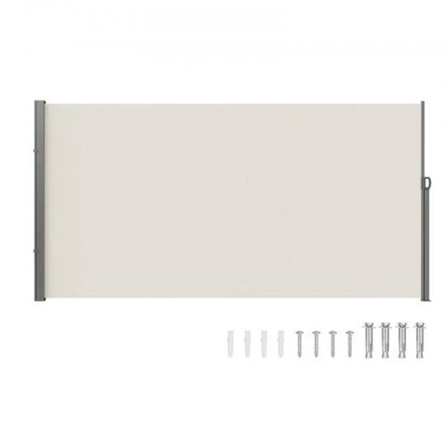 Vevor KSSCP180X350VY7PHV0 71 x 138 in. Outdoor Privacy Screen Retractable Side Awning, Beige
