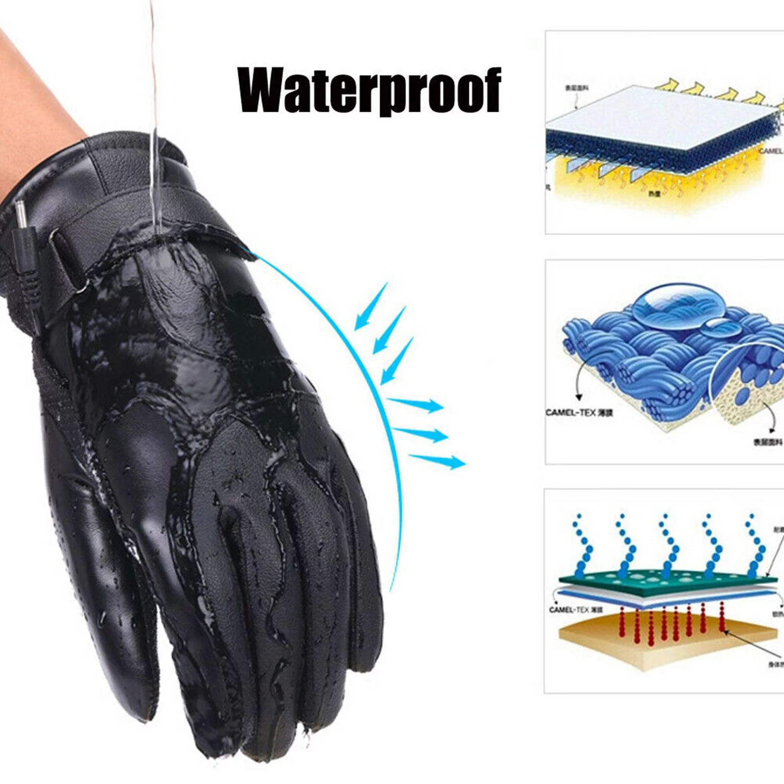 Winter Thermal Heated Gloves Electric Heating Gloves Skiing Snowboarding Gloves Electrodeless Thermostat