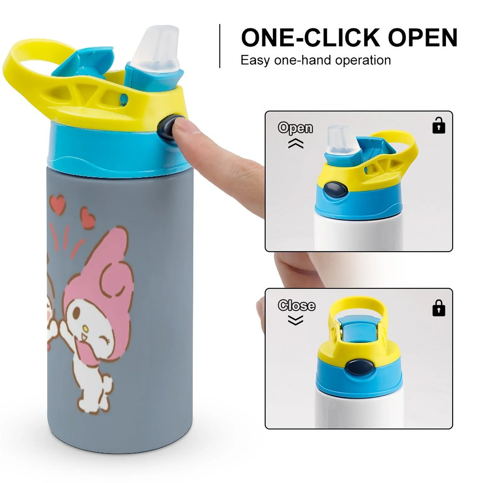 Lovely My Melody Children's Water Bottle Vacuum Insulated Stainless Steel Cup With Straw Toddler Thermoses