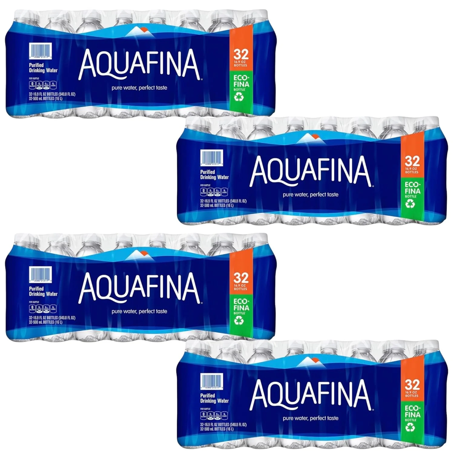 Aquafina Purified Drinking Water (16.9 Oz., 32 Pk.) TOTAL 128 BOTTLES