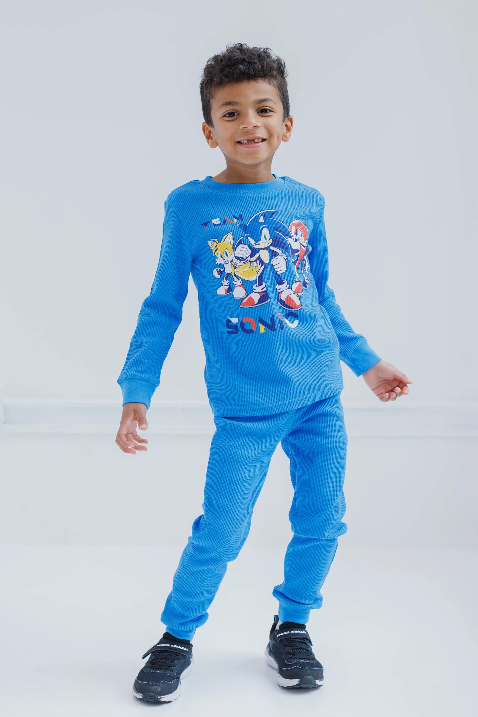 SEGA Sonic The Hedgehog Tails Knuckles Little Boys Thermal T-Shirt Pants Blue 4