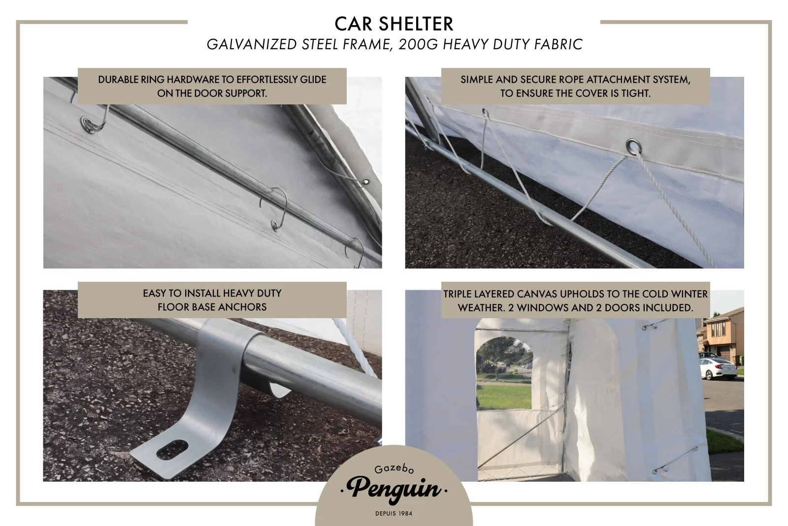 Gazebo Penguin Car Shelter 11 ft. X 16 ft.