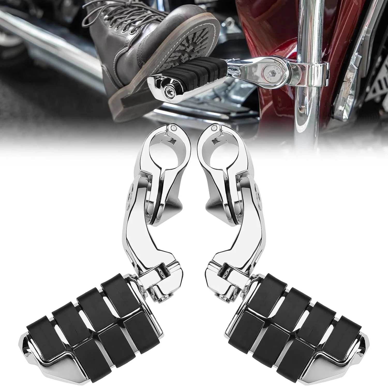 KEMIMOTO Motorcycle Highway Pegs Foot Pegs for Sportster Softail Dyna Electra Glide Road King Street Glide 1.25