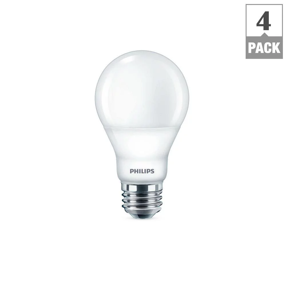 Philips 60-Watt Equivalent A19 Dimmable with Warm Glow Dimming Effect Energy Saving LED Light Bulb Soft White (2700K) (4-Pack)