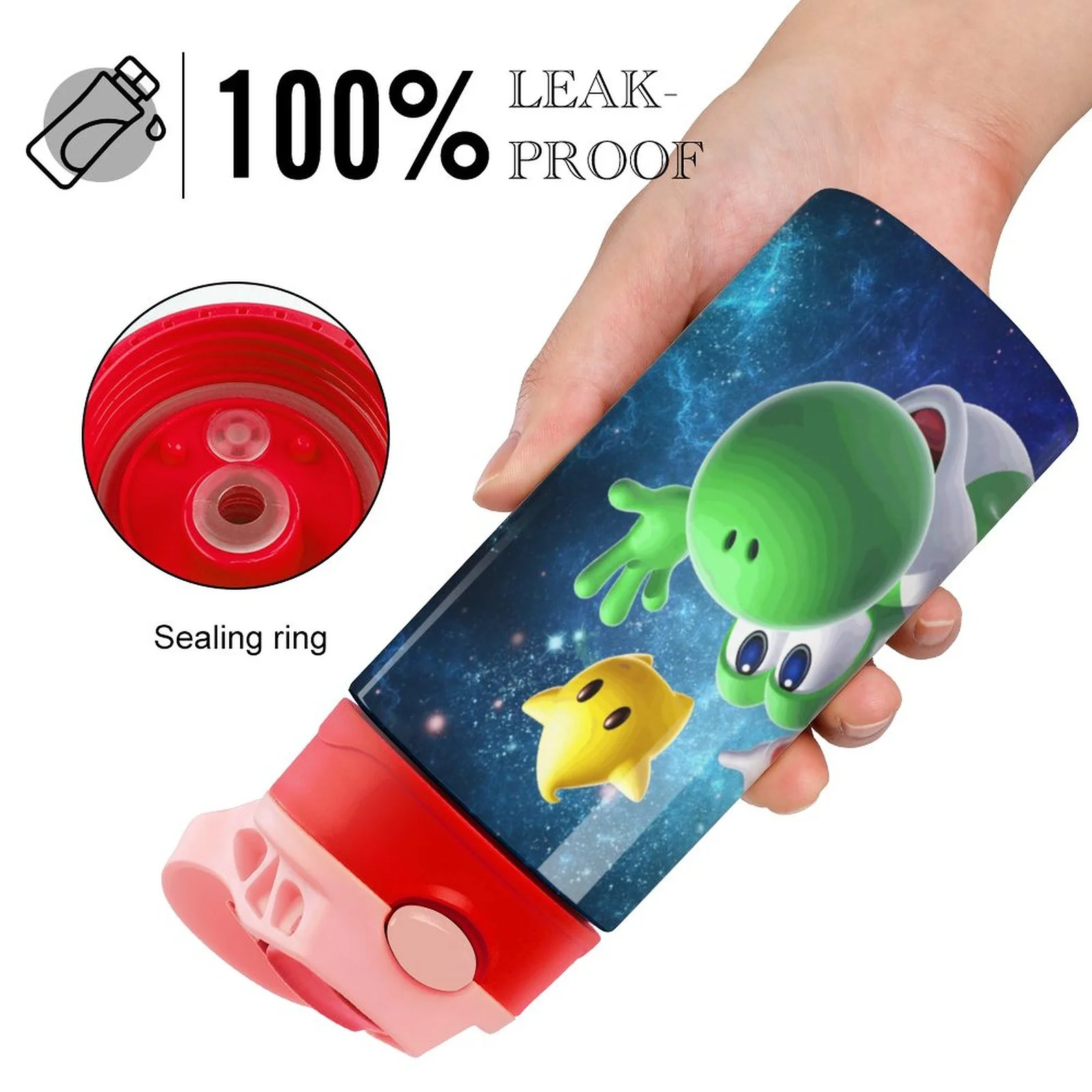 Super Mario Pet Kid's Insulated Water Bottle With Straw Vacuum Stainless Steel Cup Leak-Proof Children Toddler Thermoses