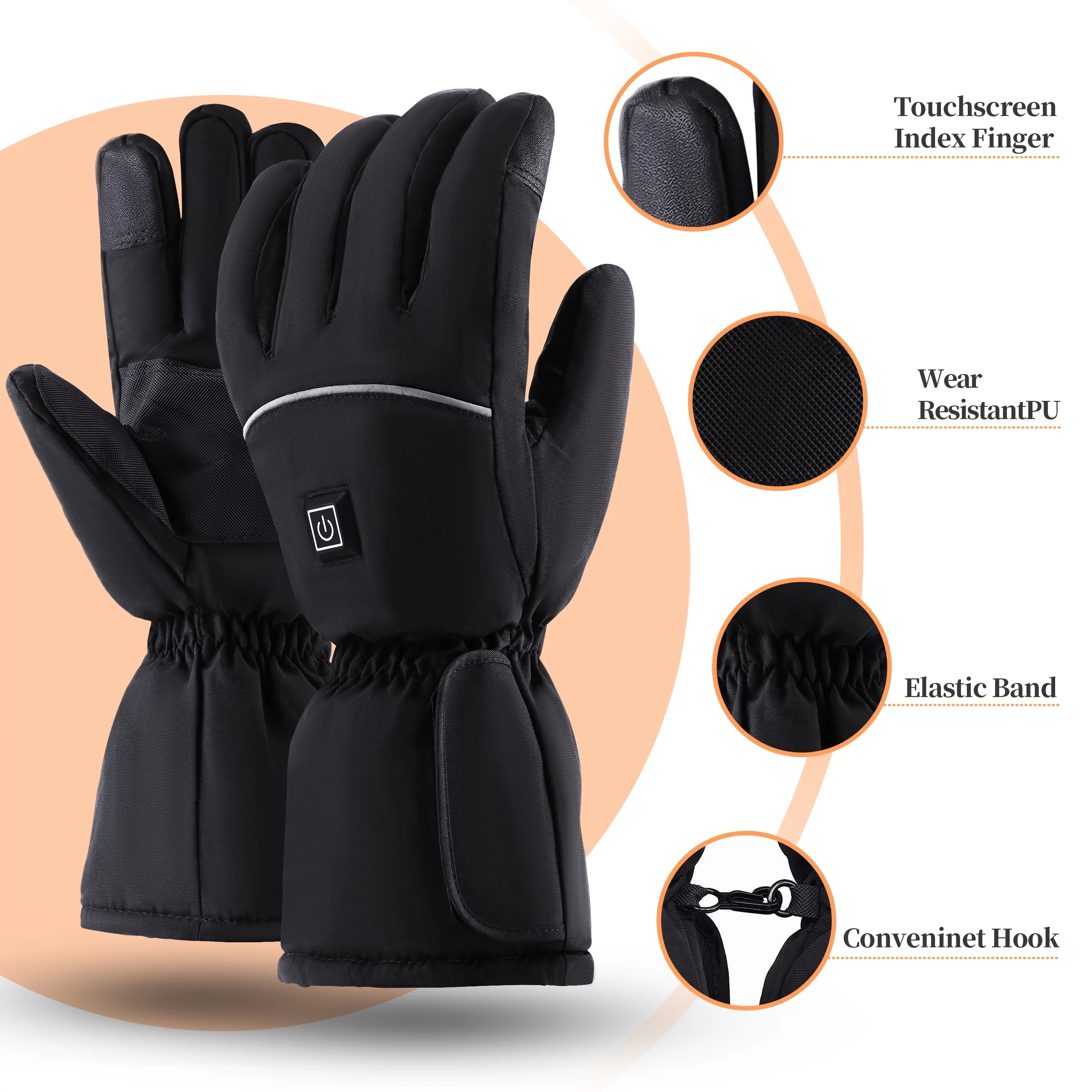 Maliowa Heated Gloves for Men Women，5000mAh Rechargeable Electric Battery Heated Gloves，Waterproof Touchscreen Gloves for Ski,Motorcycle Outdoor Winter Sports