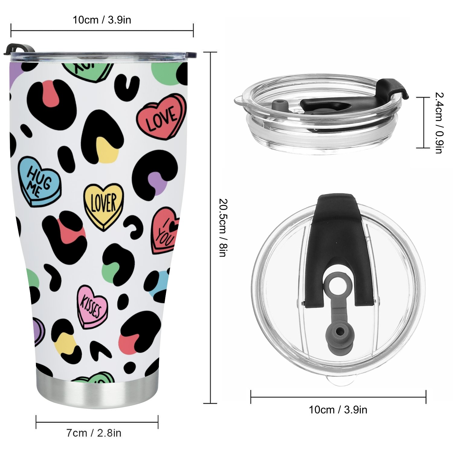 Hidove Stainless Steel Tumbler, Conversation Hearts 30oz Leak Proof & Stainless Steel Bottle for Hot & Cold Drinks - Coffee Travel Mug, Water Metal Canteen, Thermal Cup