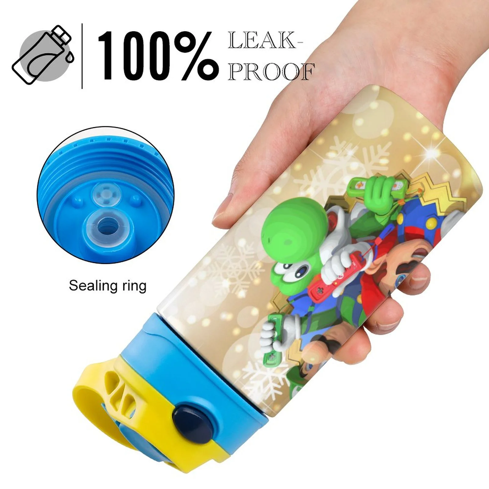 Super Mario Bros Kid's Insulated Water Bottle With Straw Vacuum Stainless Steel Cup Leak-Proof Children Toddler Thermoses