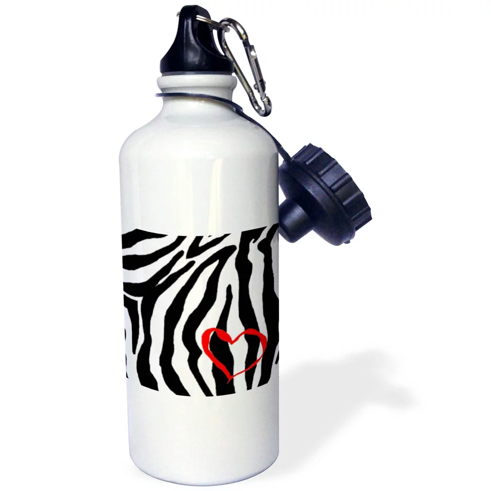 Heart Zebra Print 21 oz Sports Water Bottle wb-26095-1