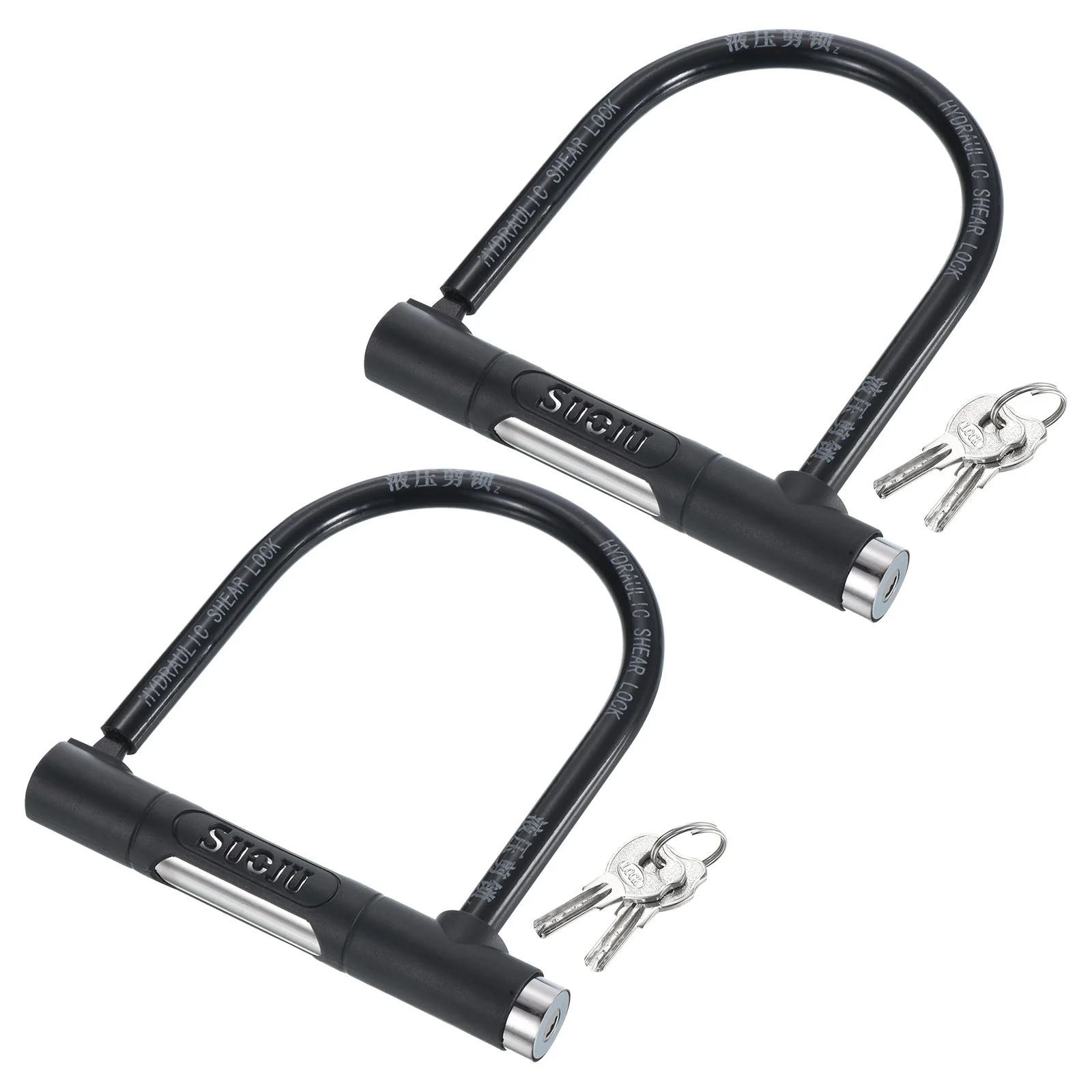 Bike U Lock with 2 Keys Anti Theft Bicycle Lock 13mm Security Lock for Scooters Motorcycle, Black 2 Pack