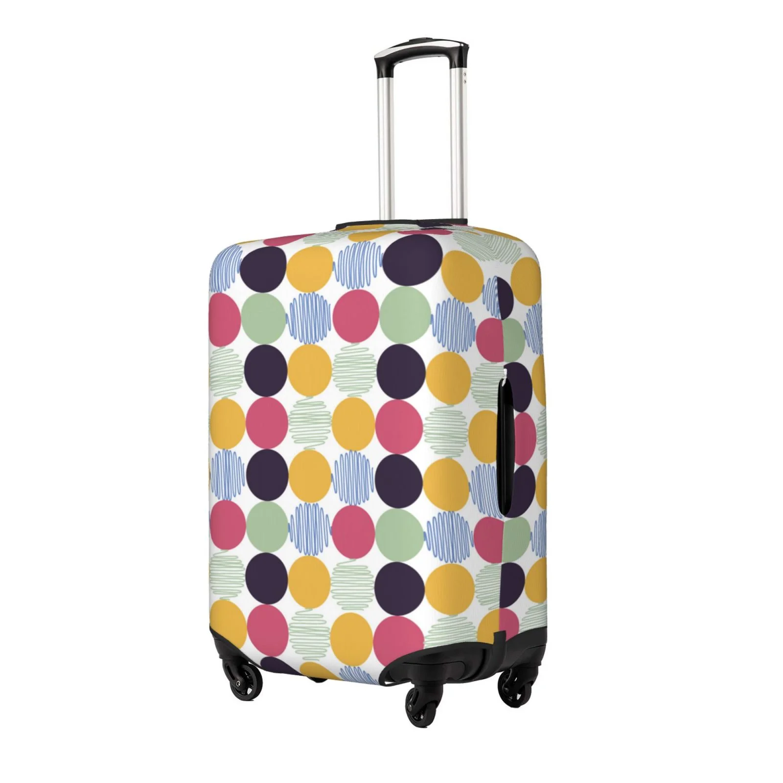 Easygdp Polka Dot Print Elastic and Washable Suitcase Protective Cover with Hidden Zipper Fits 18-32 inch Luggage -Small