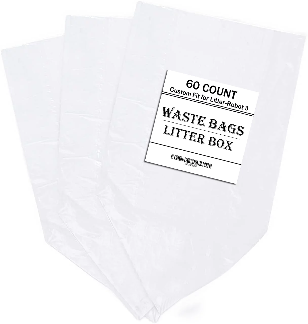 WECATION Replacement Waste Drawer Liners Compatible with Litter Bag Robot 3 4, 60 Count Waste Bags, 9-11 Gallons