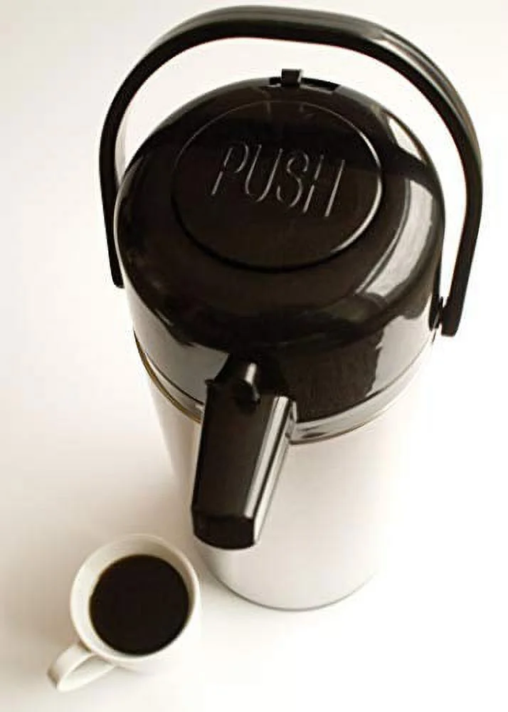 Service Ideas ECA25S Eco-Air Push Button Airpot, Glass Vacuum Insulation, 2.5 Liter, Stainless Exterior