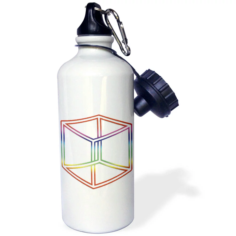 Escher s Impossible Cube glowing on white background 21 oz Sports Water Bottle wb-24271-1