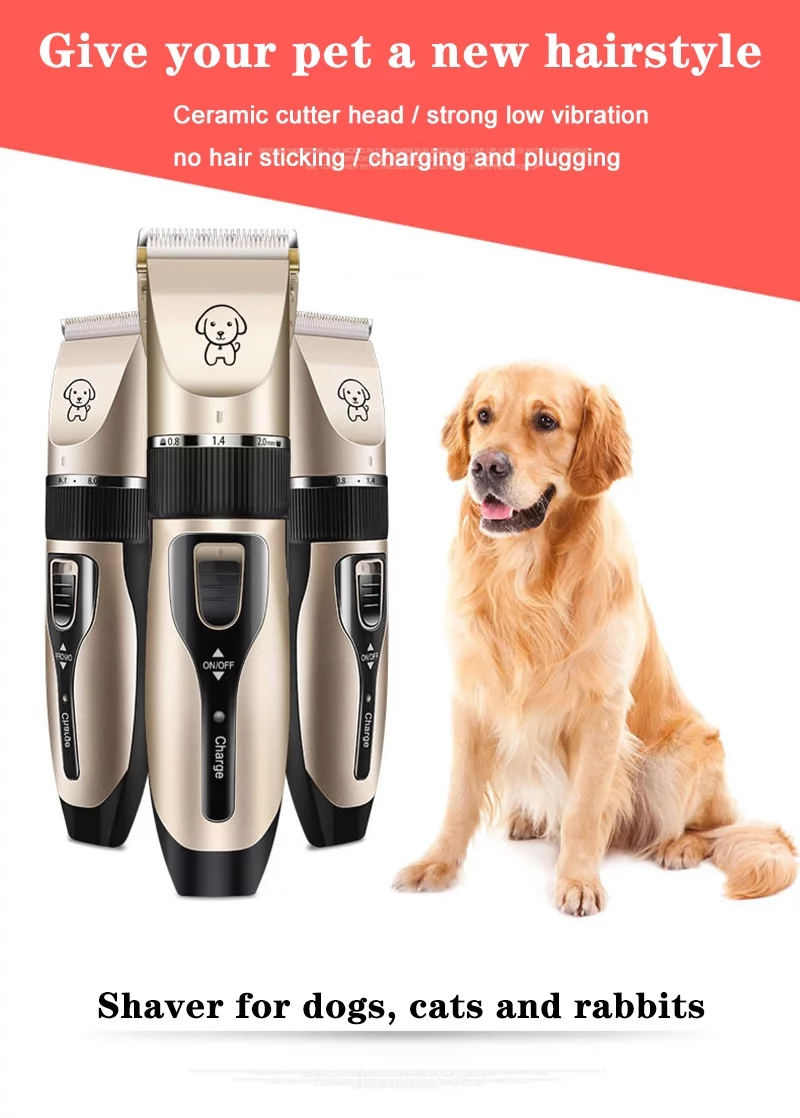 Dog Clippers for Grooming, Cordless Rechargeable Pet Grooming Kit, Electric Quiet Hair Clippers Set for Dogs Cats Pets