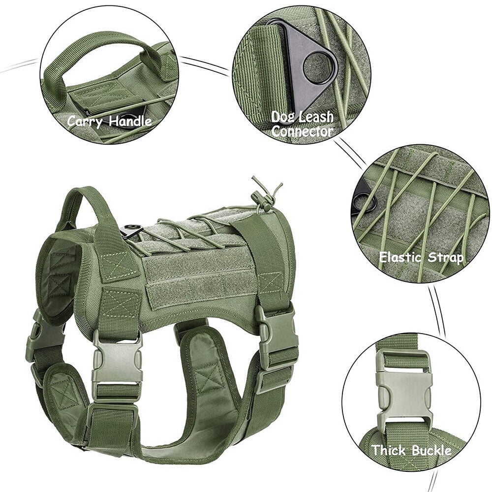 Adjustable Training Tactical Pet Dog Harness Vest +Retractable Leash Set No-Pull