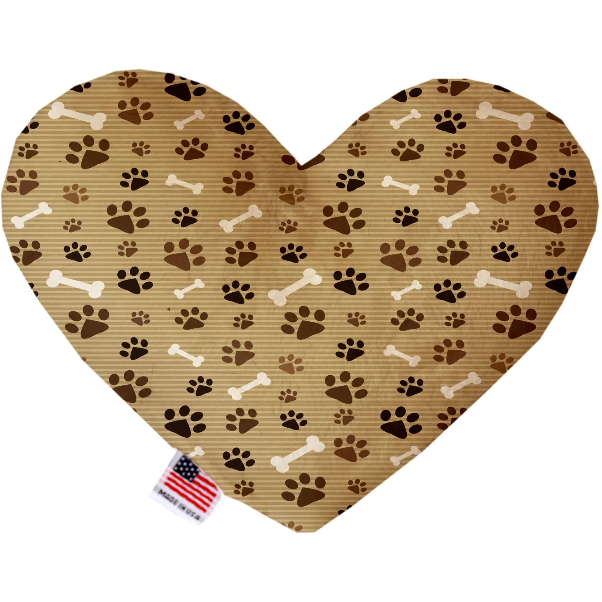 Mocha Paws And Canvas Heart Dog Toy
