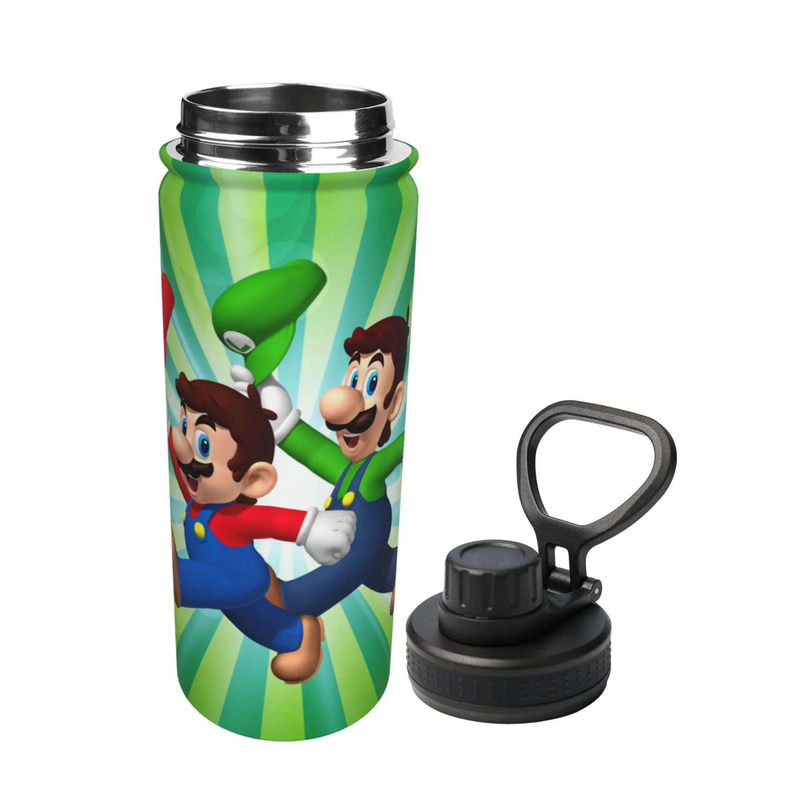 Bros Luigi's Mansion Mario Unisex Sports Insulated Water Bottles Kettle Stainless Steel Portable Cup 18OZ For School Travel Gym Running
