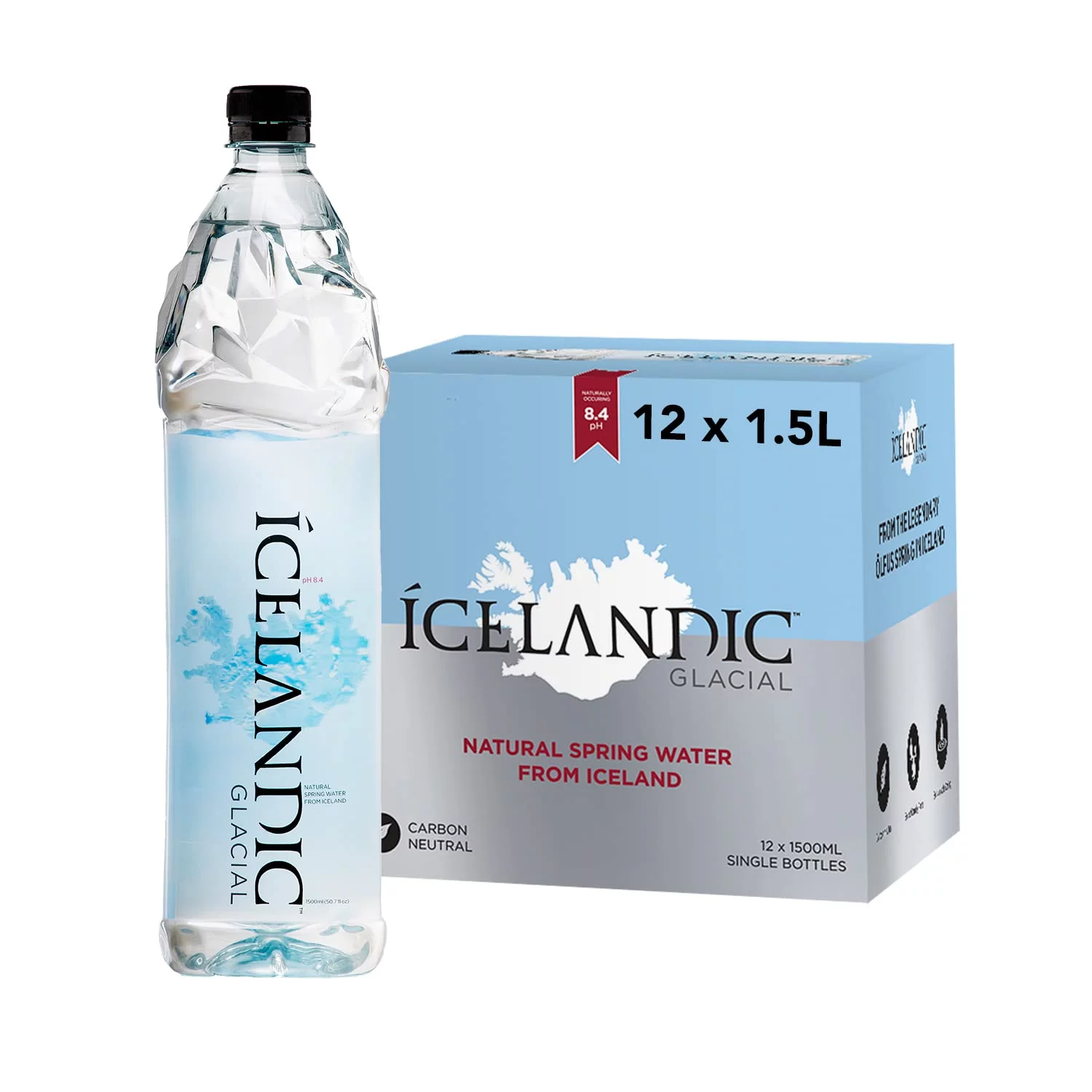 Icelandic Glacial Natural Spring Alkaline Water, 50.7 Fl Oz (Pack of 12)