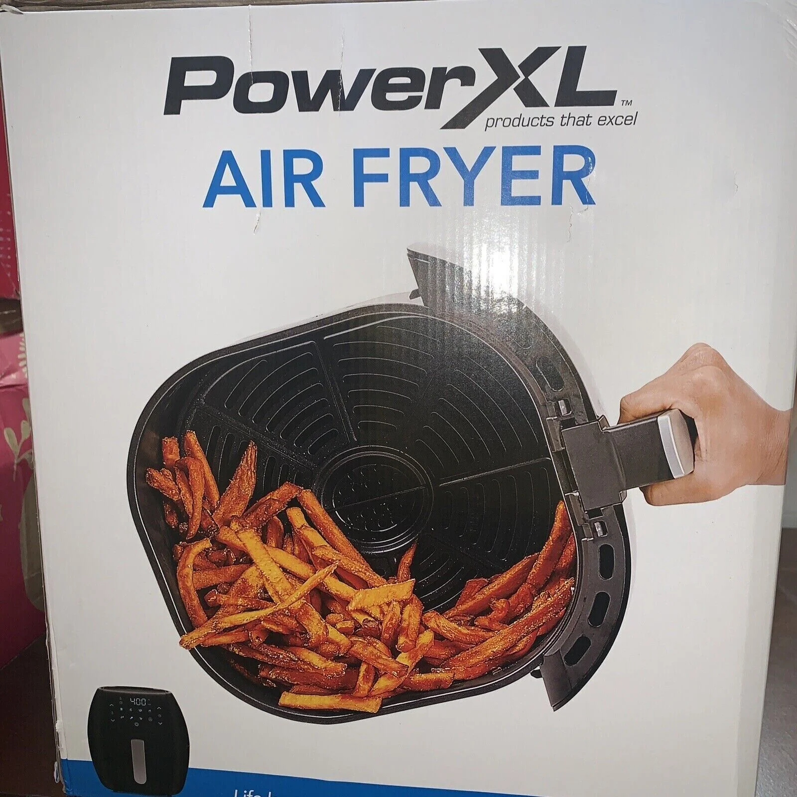 PowerXL Large 8Qt Non-Stick Air Fryer w/ One-Touch Digital Display, Black (Used)
