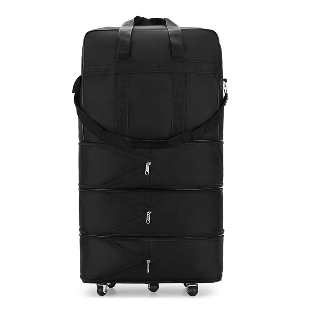 Anself Expandable Waterproof Foldable Suitcase,Collapsible Travel Luggage Bag with Wheels,Black,35.4 * 19.7 * 11.8in