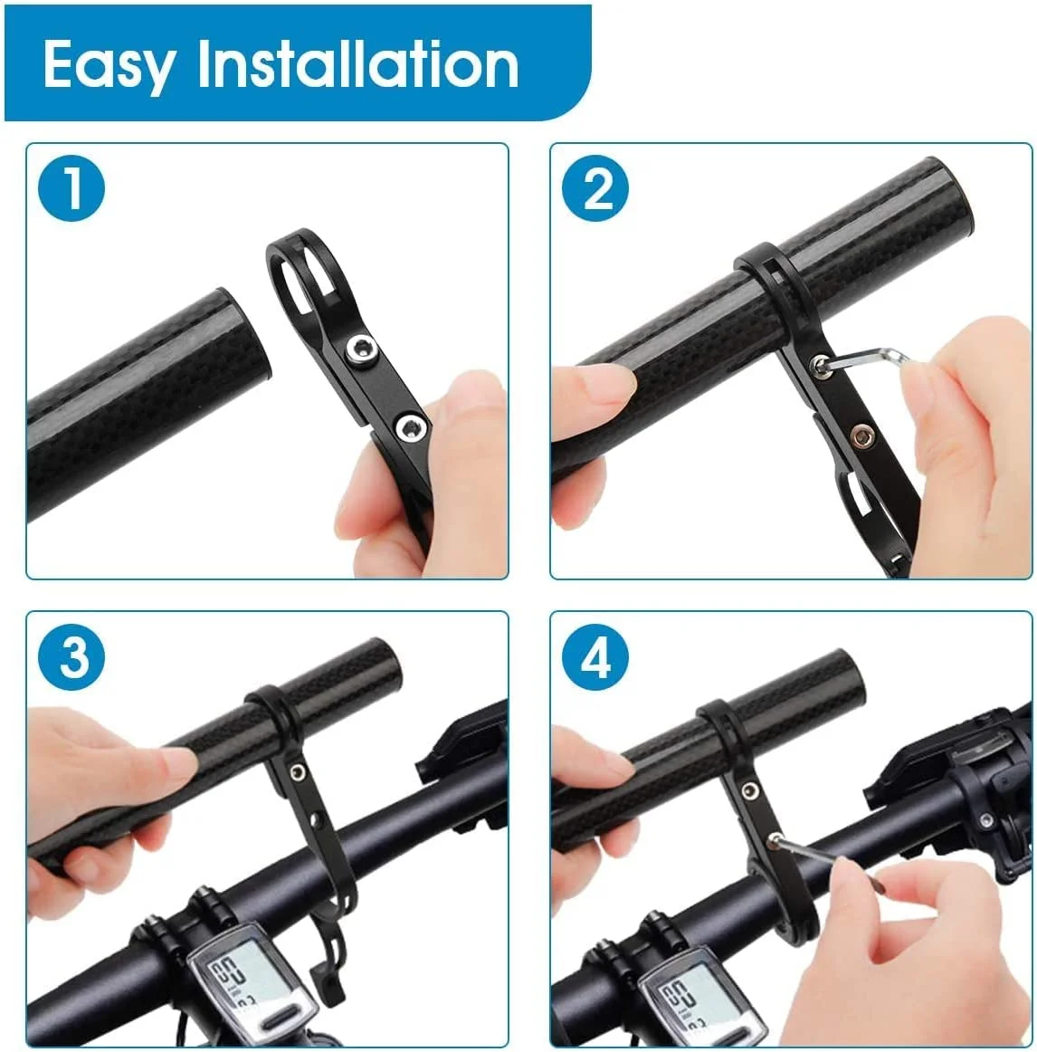 Bike Handlebar Extender Lamp Light Phone Mount Holder Bracket Extension Carbon Fiber Double Bicycle Handlebar Extension
