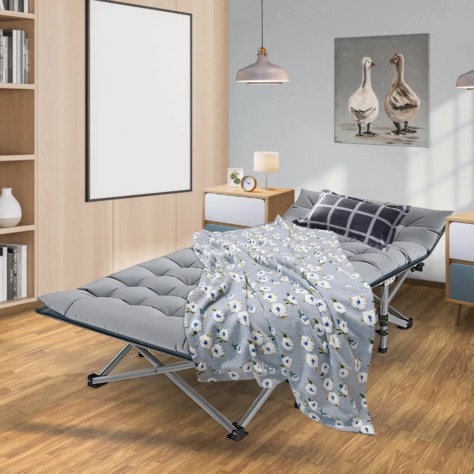 FICISOG Adults  Folding Camping Cots Strong Heavy Duty Wide Sleeping Cots with Carry Bag & Mattress