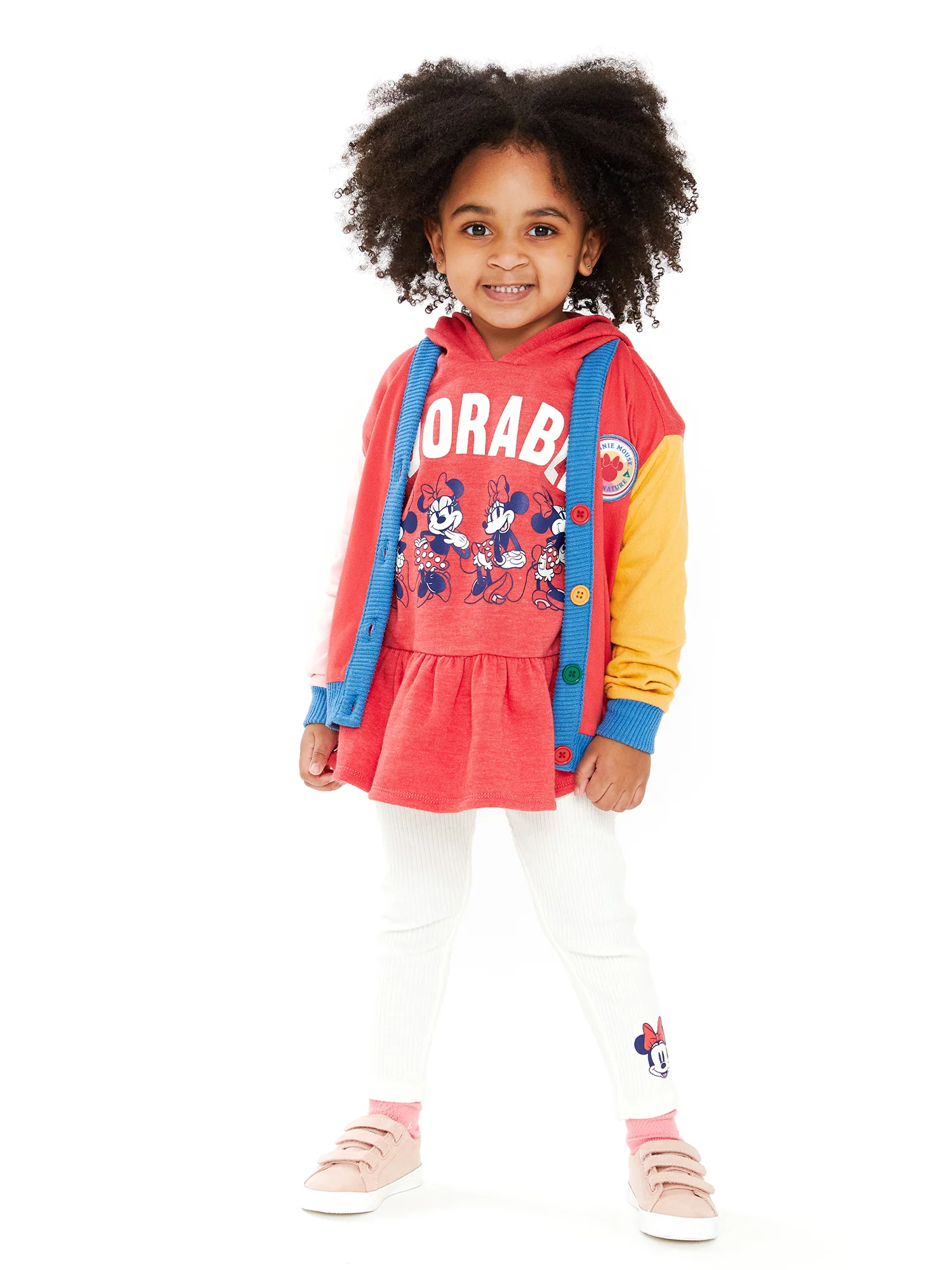 Disney Minnie Mouse and Mickey Mouse Baby and Toddler Girls Hoodie Peplum Sweatshirt and Leggings, 2-Piece Outfit Set, 12 Months-5T