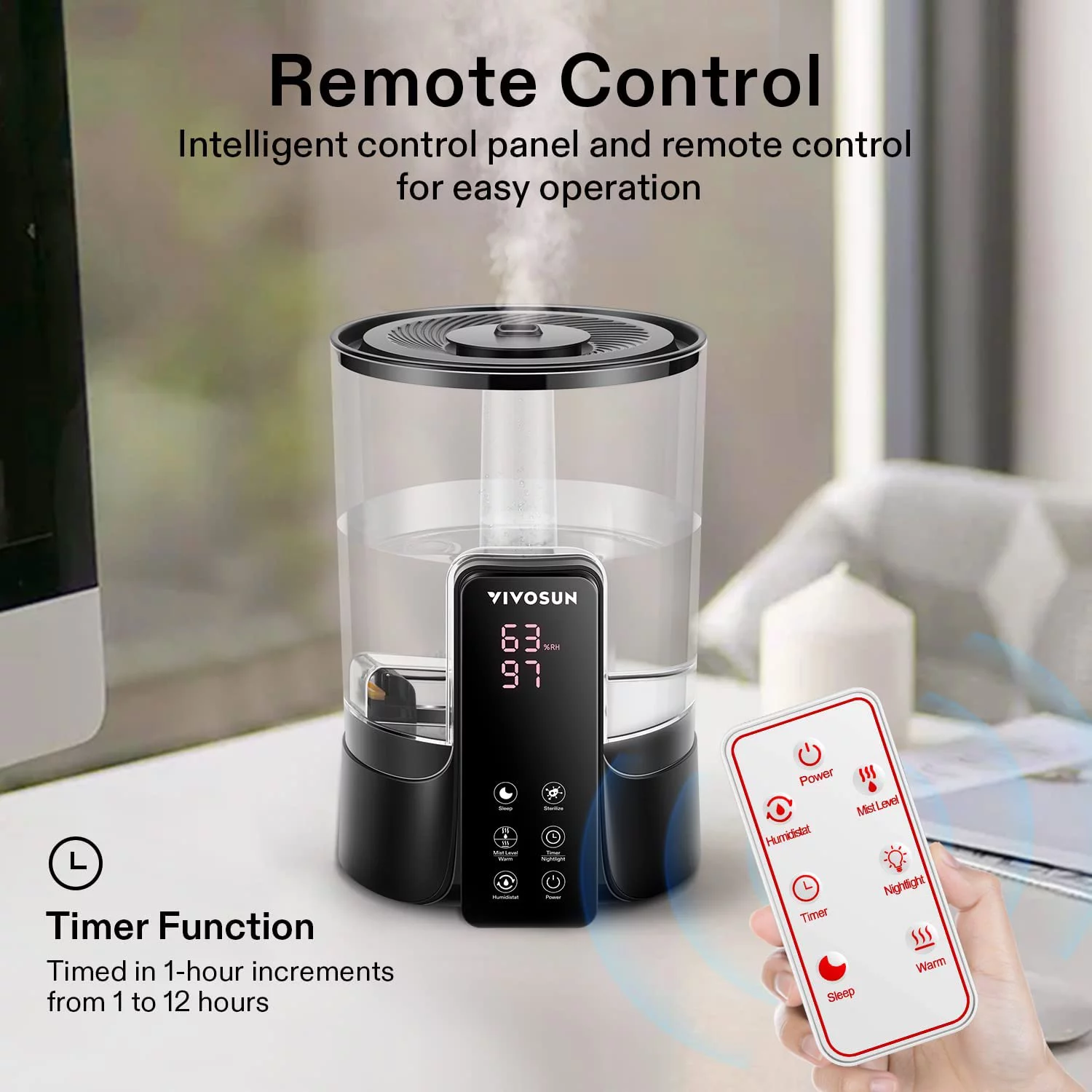 VIVOSUN Air Humidifier, 6L 2-in-1 Cool & Warm Mist Humidifier