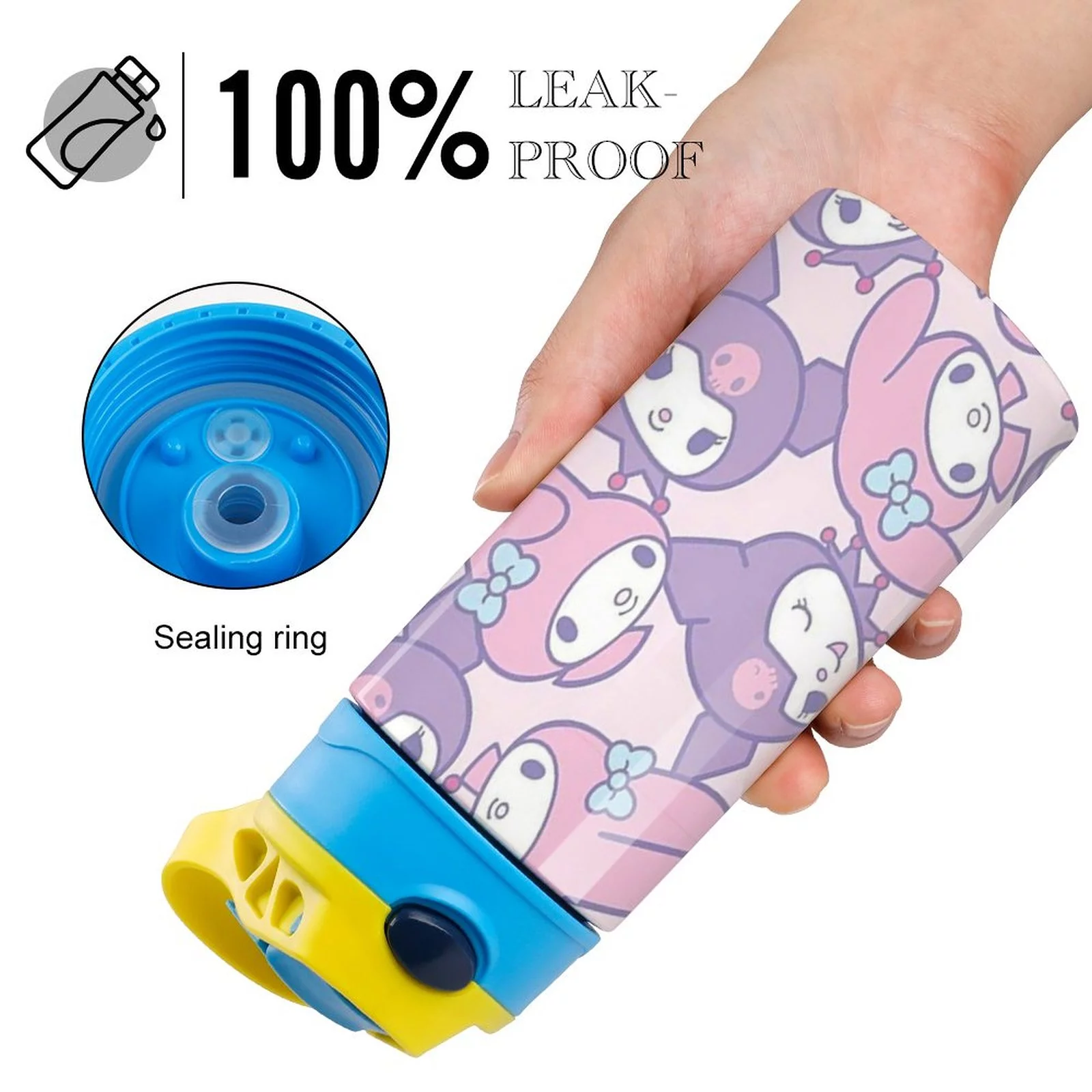 Bunny My Melody Children's Water Bottle Vacuum Insulated Stainless Steel Cup With Straw Toddler Thermoses