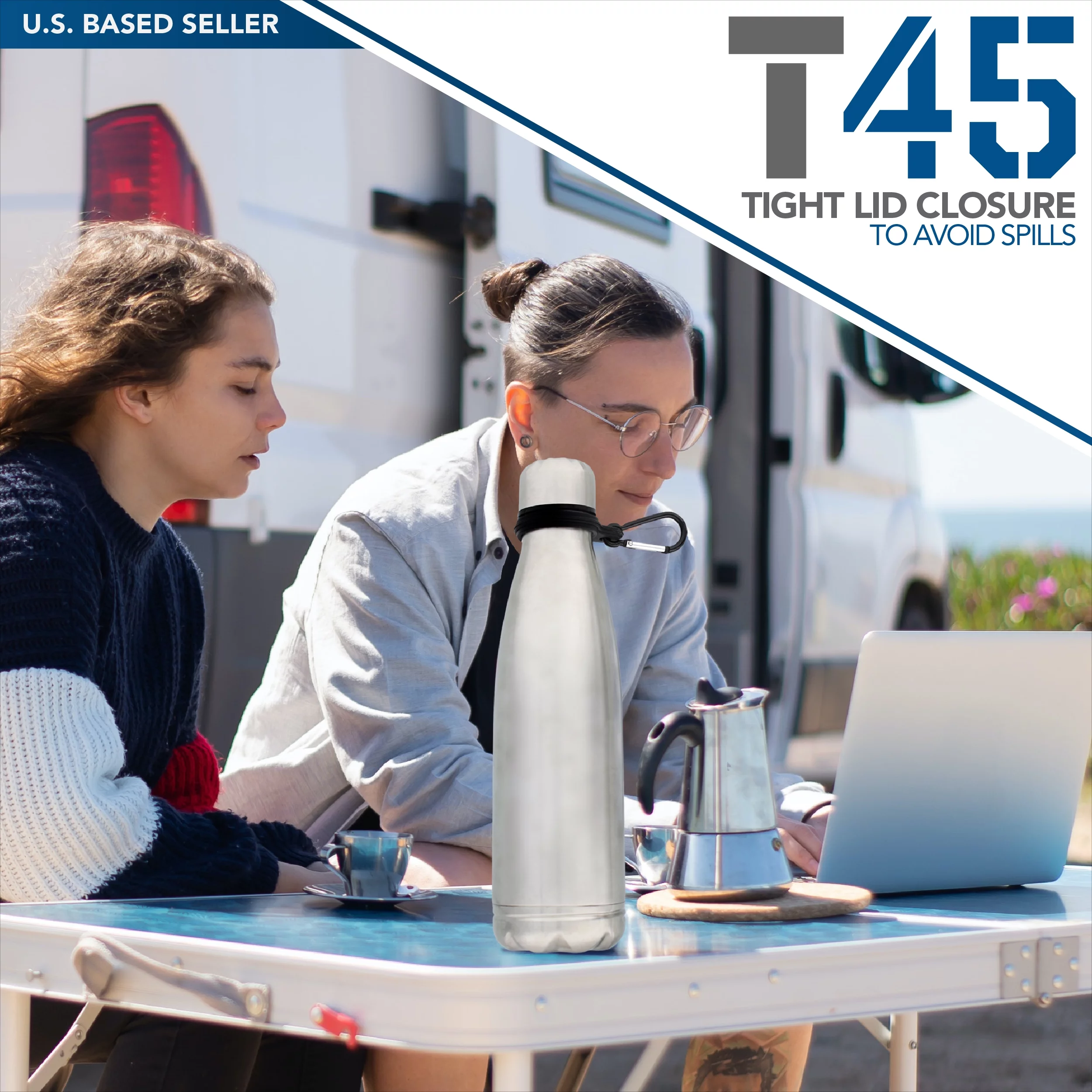 Tactical45 Stainless Steel Water Bottle Reusable Water Bottle with Hidden Bottom