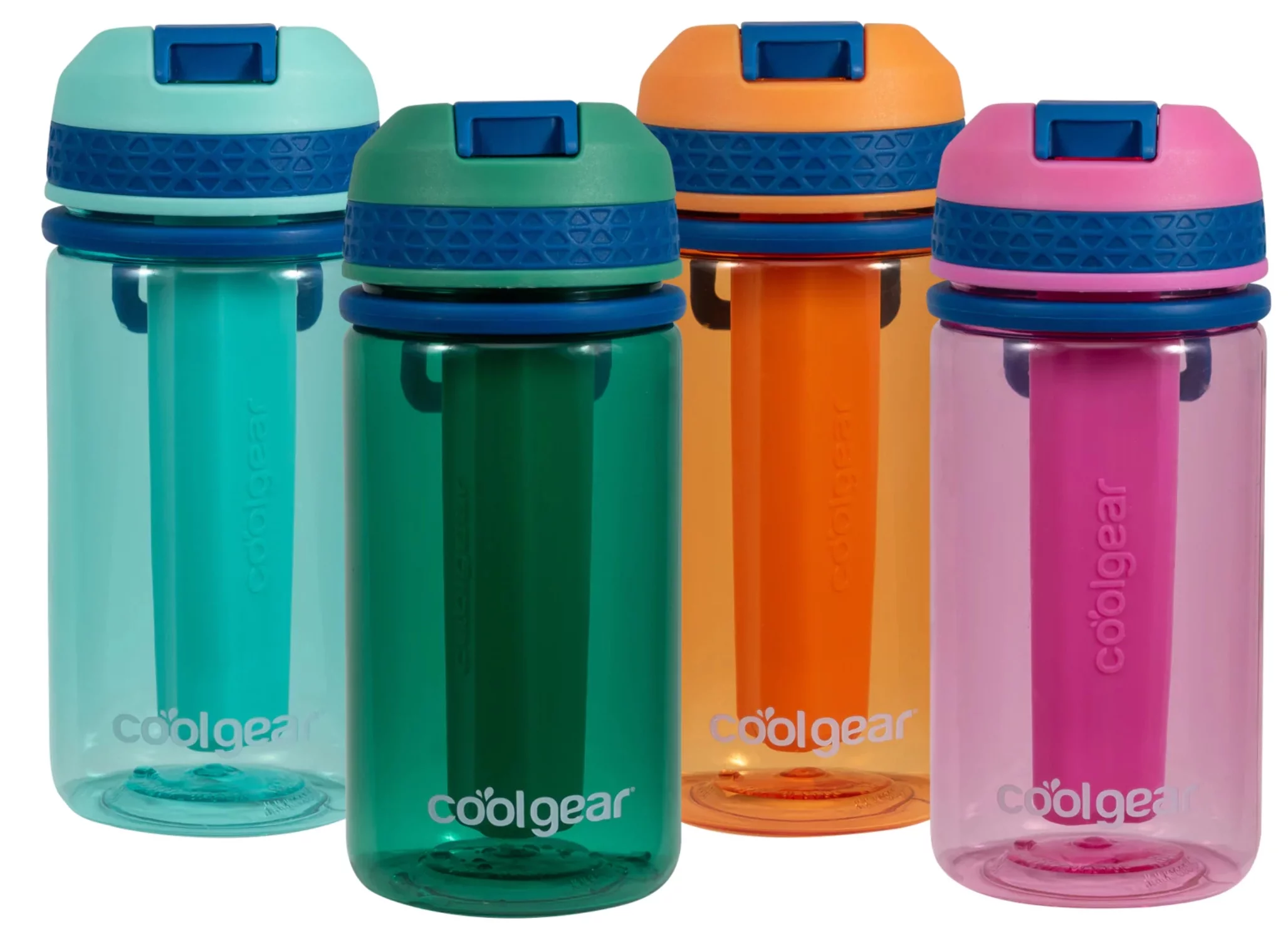 Cool Gear 4-Pack 18 oz Tritan Shatter Resistant Leakproof Water Bottle, Textured Silicone Band with Sipper Lid