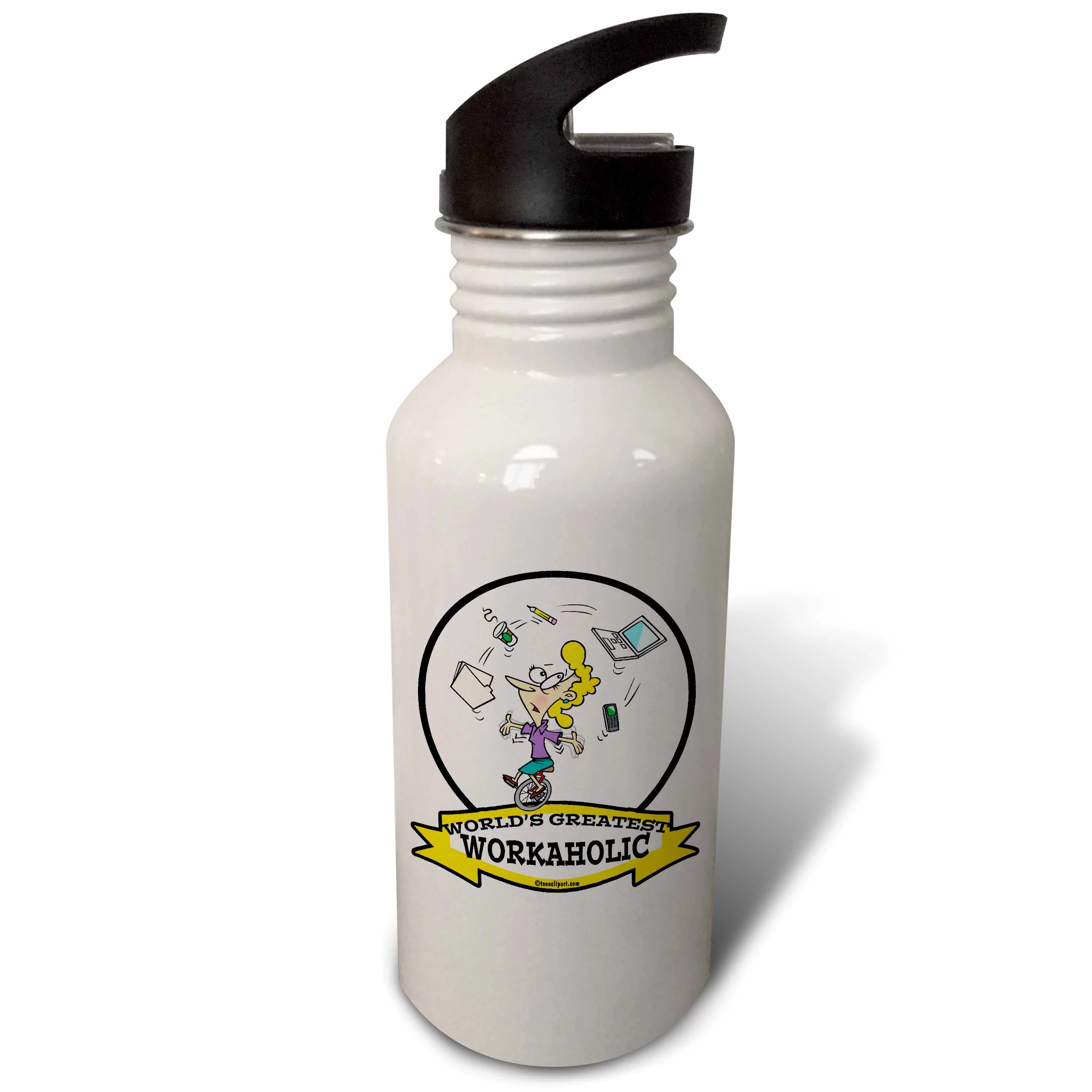 Funny Worlds Greatest Workaholic Women Cartoon 21 oz Sports Water Bottle wb-103646-1
