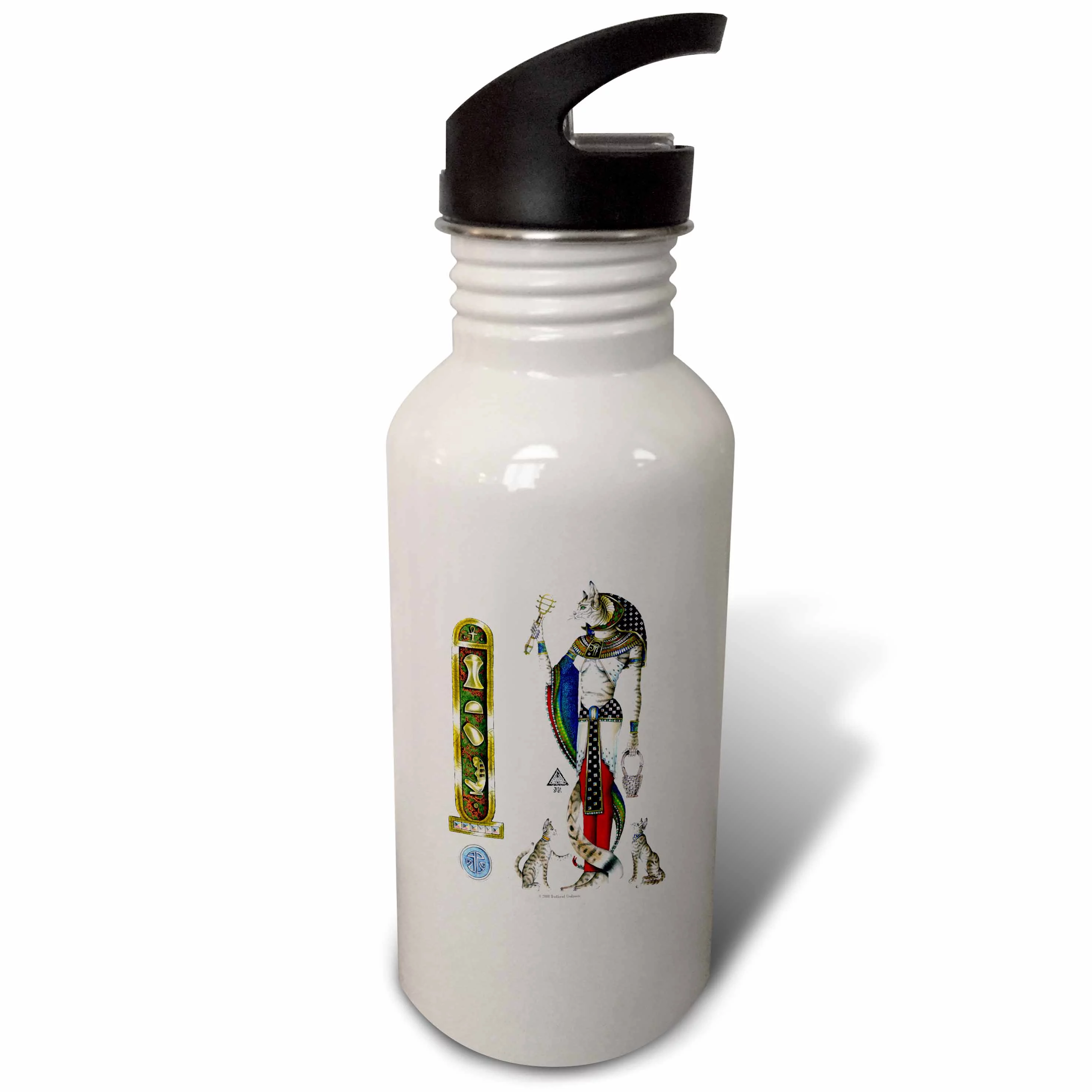 Bast Egyptian Cat Goddess Pagan Art on white background 21 oz Sports Water Bottle wb-156680-1