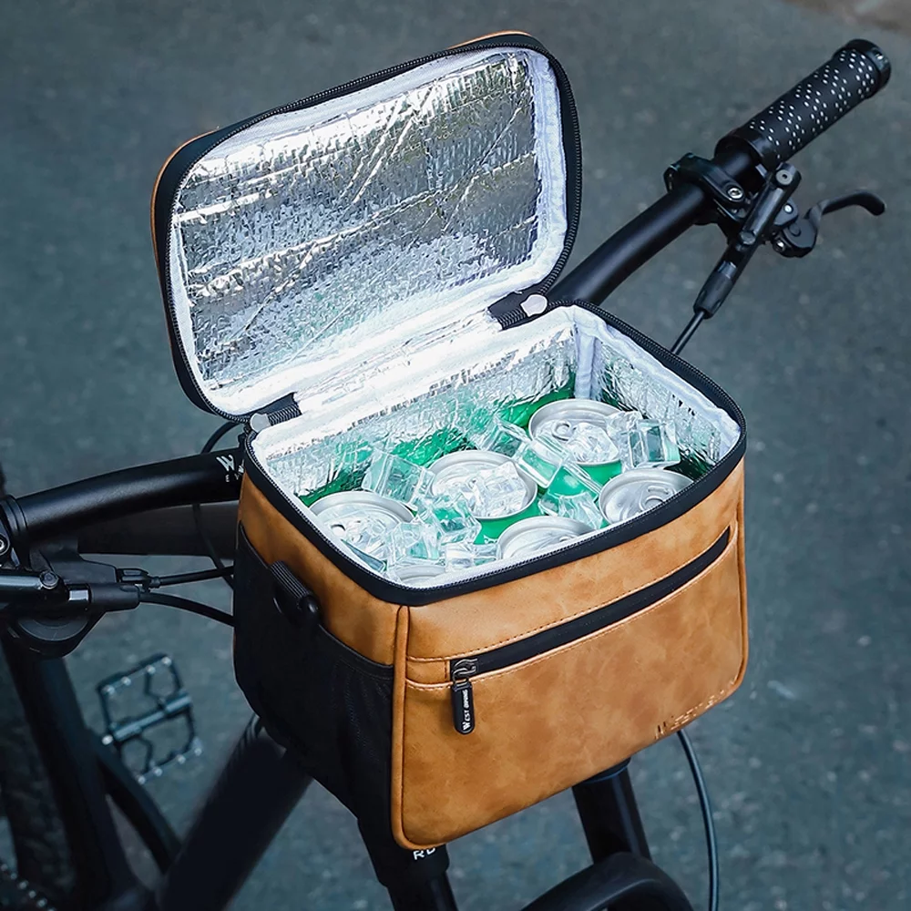 moobody Multifunctional Handlebar Bag Waterproof TouchScreen MobilePhone Bag Bike Front Bag Thermal Insulation and Cold Insulation PU Leather Bag Cycling Bag