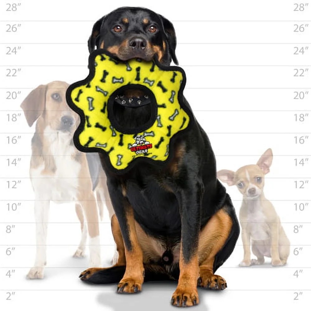 Tuffy Ultimate Gear Ring Yellow, Squeaky Durable Dog Toy