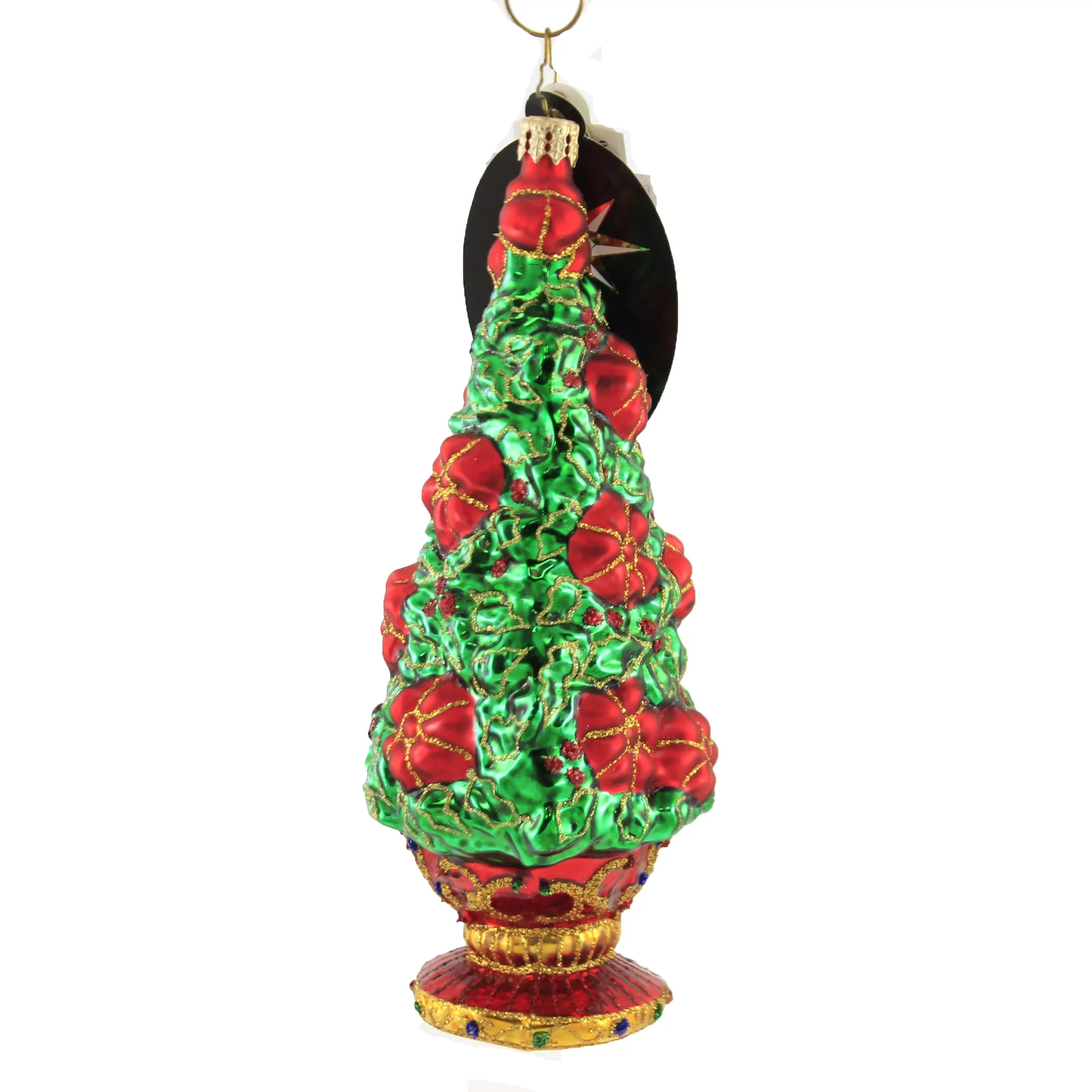 Christopher Radko HOLLY DAY DISPLAY Blown Glass Ornament Tree Topiary