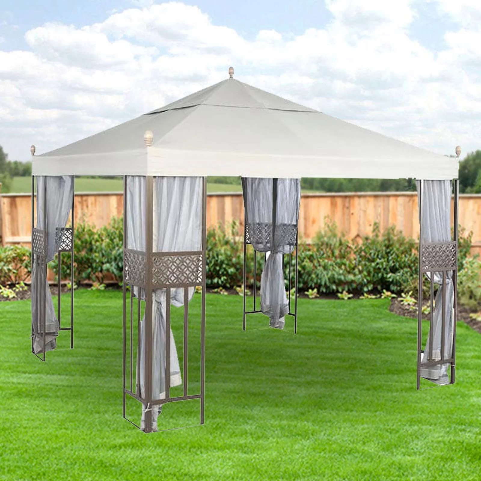 Garden Winds Replacement Canopy Top and Side Mosquito Netting Set for Riverhead Steel Gazebo - Riplock 350