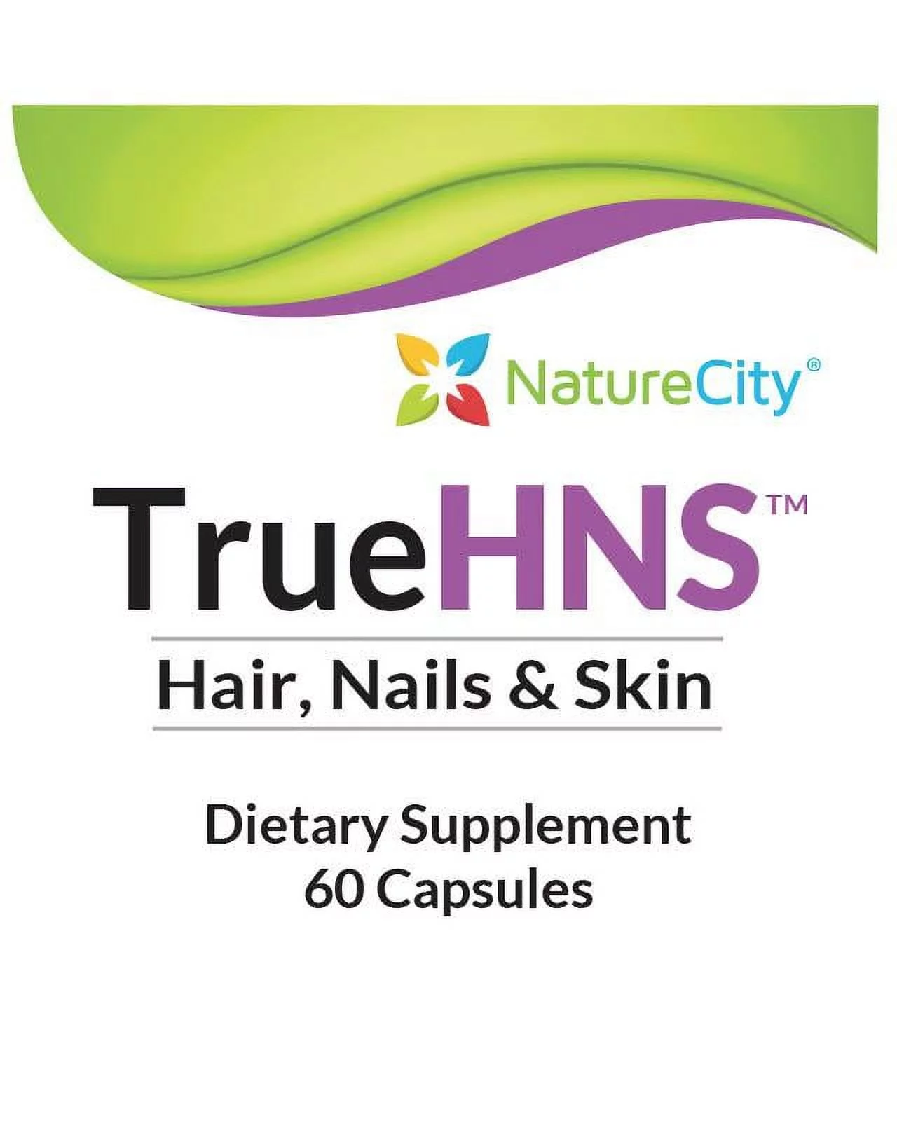 TrueHNS - Hair, Nails & Skin Supplement Featuring 500mg of Cynatine HNS Keratin, 1,000mcg of Biotin, and 20mg of Bamboo Extract by NatureCity (30 Capsules)