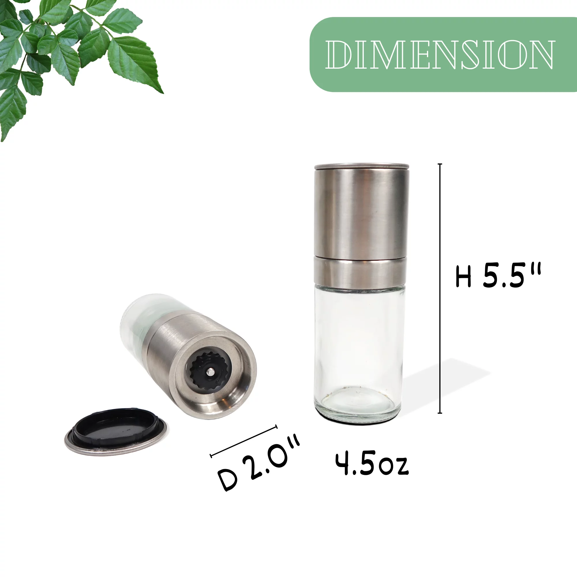 Salt and Pepper Grinders Refillable Set of 2 - Adjustable Sea Salt Grinder & Pepper Grinder, Pepper Mill & Salt Mill, Modern Kitchen Accessories, Refillable Condiment Bottles