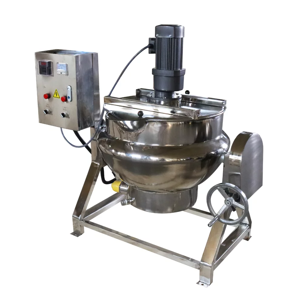 Intsupermai Electric Jacketed Kettle Tiltable Jacketed Pot with Mixer Stainless Steel 13 Gallon 220V