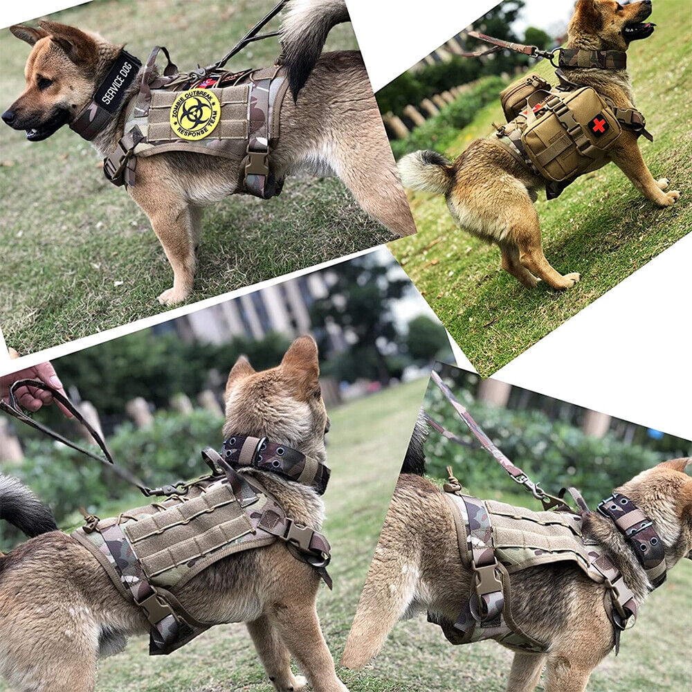 Adjustable Training Tactical Pet Dog Harness Vest +Retractable Leash Set No-Pull