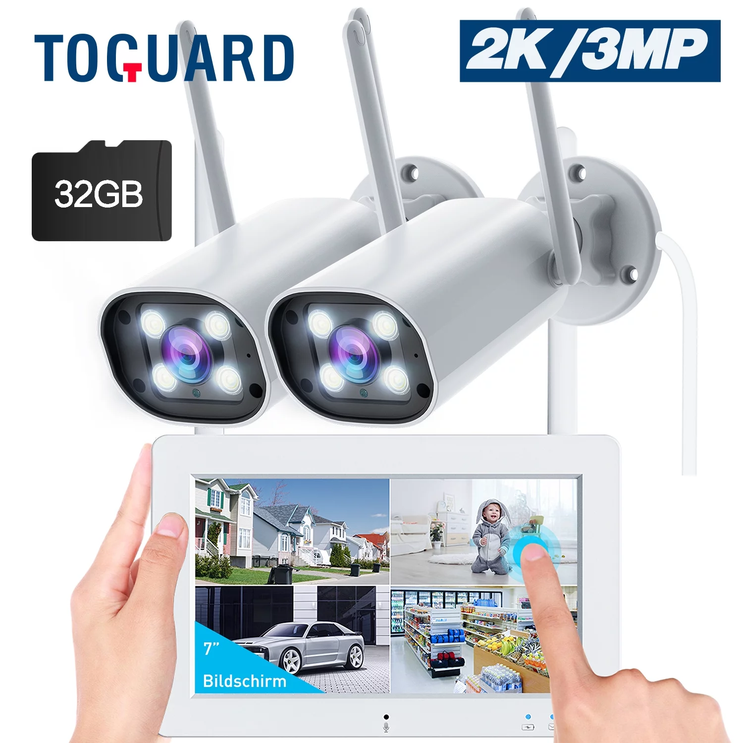 Toguard SC27 2K/3MP CCTV Security Camera System Outdoor with 7