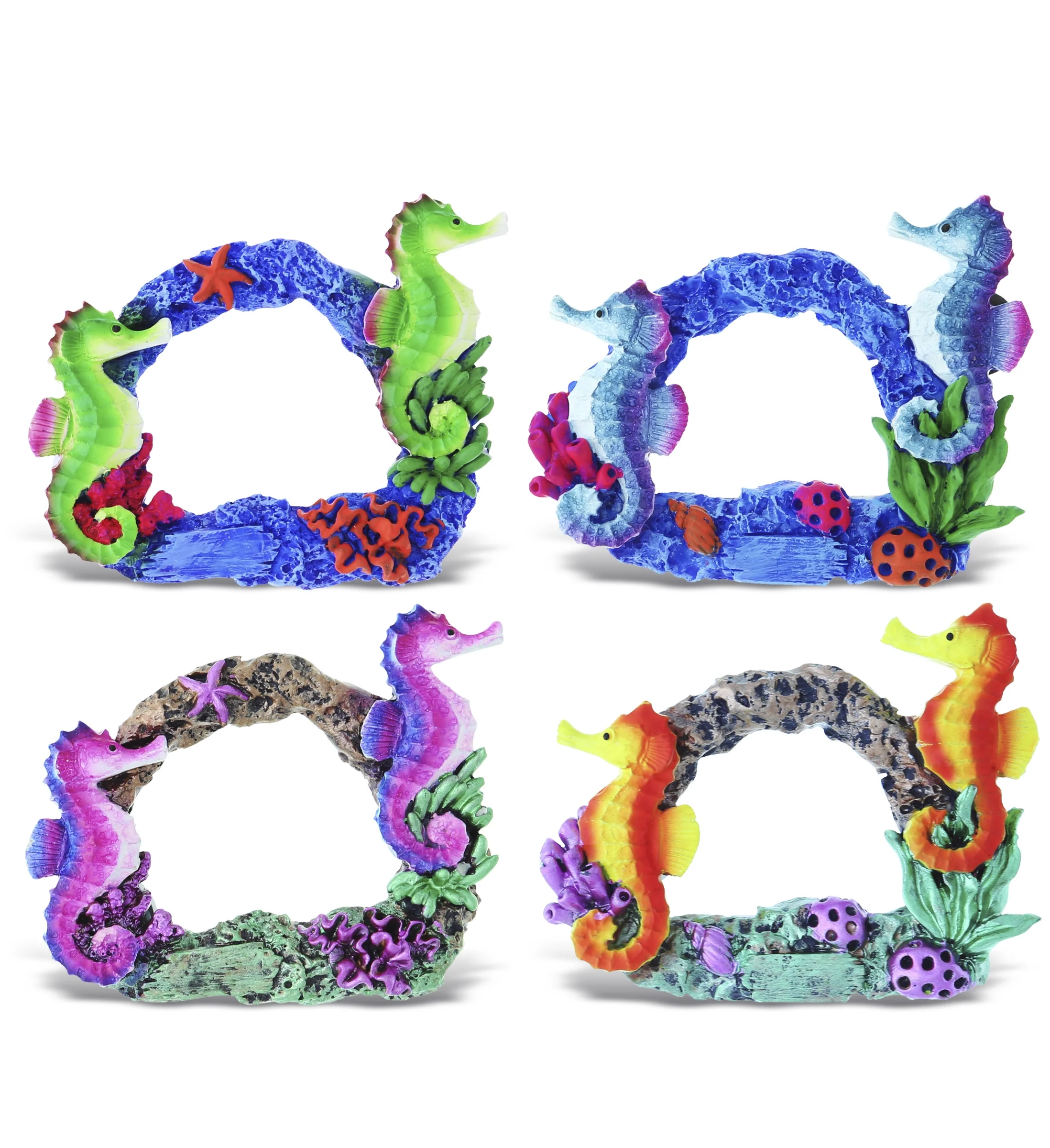 CoTa Global Seahorse Coral Reef Refrigerator Magnets Set of 4 - Assorted Color Novelty Ocean Life Fridge Door Magnets, Cute Resin Magnets, Home Decor & Cool Office Underwater Nautical Decor - 4 Pack