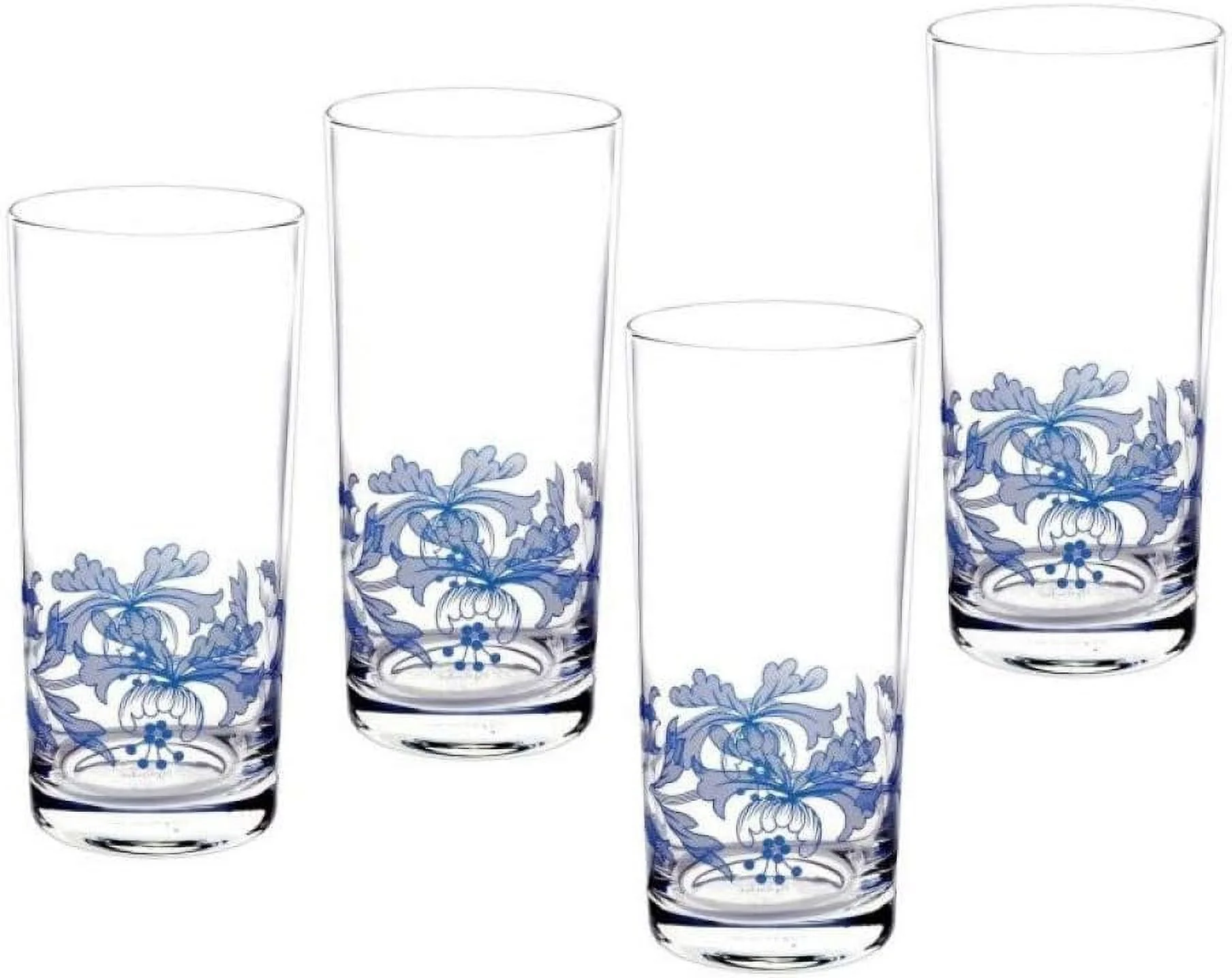 Spode Blue Italian Highball Glasses | Set Of 4 | 15 Fluid Ounces |Glasses For Water, Cocktails, And Other Beverages | Handwash